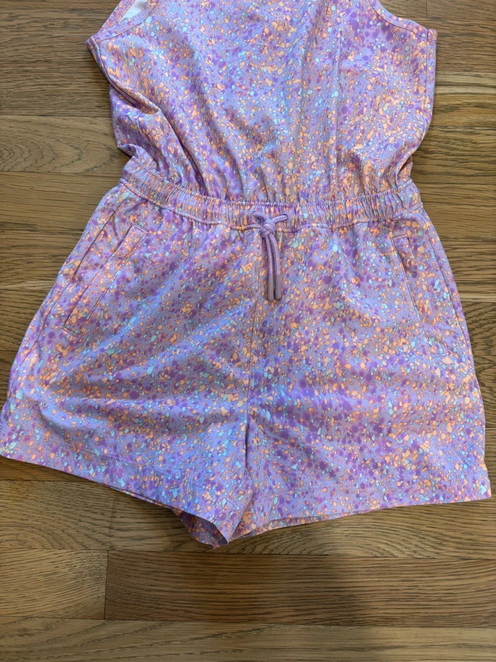 Athleta Girls Lavender and Orange Speckled Romper NWOT